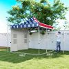 Outsunny 10' x 10' Heavy Duty Pop Up Canopy Tent with Sidewall, UPF50+ Instant Sun Shelter with Storage Pockets, American Flag