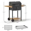 Outsunny Charcoal BBQ Grill with 245 sq.in. Cooking Area, Outdoor Barbecue Grill with Adjustable Charcoal Pan, 3 Shelves, Thermometer