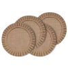 6PC 12inch A natural-style, ruffled round jute placemat, eco-friendly and non-slip