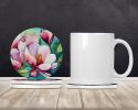 Louisiana Magnolias in Watercolor Large Sandstone Coasters Pack of 4 Absorbent Round Coasters Decor Gifts for Men or Women, 4 in, Multicolor