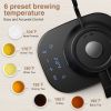 Electric Gooseneck Kettle Temperature Control Pour-Over Tea Kettle for Coffee Brewing;  Stainless Steel Inner;  1300W Rapid Heating;  Temp Holding Mat