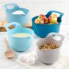 4 Piece Nesting Plastic Mixing Bowl Set with Pour Spouts and Handles, Blue