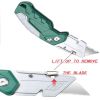 2pcs Utility Knife Set: Retractable Cutter (5 Blades) Folding Utility Knife PTR Plastic Handle Safety Lock Built-in Blade Storage (3 Blades) SK5 Sharp