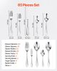 65-Piece Silverware Set Stainless Steel Cutlery Flatware Utensil Kitchen for 12