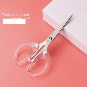 Stainless Steel Office Scissors Teflon Anti-Rust Anti-Stick Scissors Glue Paper Scissors Fabric Window Flower Do Handmade Transparent Scissors (size: transparent medium)