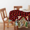 Horaldaily Christmas Tablecloth 52Ã—70 Inch, Holy Nativity Red Buffalo Plaid Washable Table Cover for Party Picnic Dinner Decor