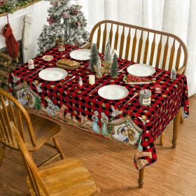 Horaldaily Christmas Tablecloth 52Ã—70 Inch, Holy Nativity Red Buffalo Plaid Washable Table Cover for Party Picnic Dinner Decor (size: 60" x 60" (Square))