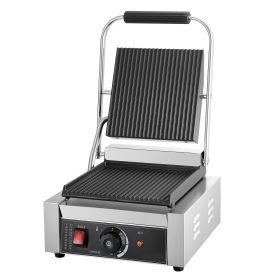 VEVOR Commercial Panini Grill, 1800W Electric Sandwich Panini Maker, Stainless Steel Sandwichs Press Grill with Handle and Temp Control (Pan Size: 9 x 9 inch, Power: 1800 W)