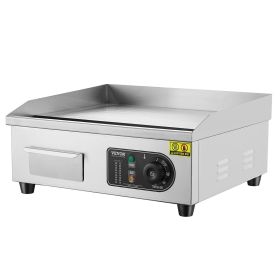 VEVOR Commercial Electric Griddle, 1700W Countertop Flat Top Grill, 122°F-572 °F Adjustable Temp (Pan Size: 18 inch, Flatbed Type: Full Flat)