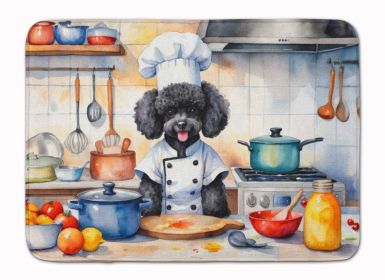 Black Poodle The Chef Memory Foam Kitchen Mat Machine Washable Anti-Fatigue Mat Cushion Comfort Bath Mat or Kitchen Rug (Default: Default)