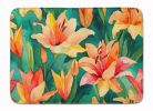Lilies in Watercolor Memory Foam Kitchen Mat Machine Washable Anti-Fatigue Mat Cushion Comfort Bath Mat or Kitchen Rug