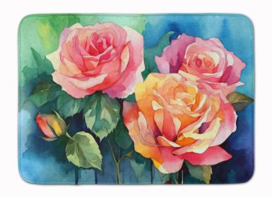 New York Roses in Watercolor Memory Foam Kitchen Mat Machine Washable Anti-Fatigue Mat Cushion Comfort Bath Mat or Kitchen Rug (Default: Default)
