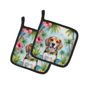 Beagle Luau Pair of Pot Holders Kitchen Heat Resistant Pot Holders Sets Oven Hot Pads for Cooking Baking BBQ, 7 1/2 x 7 1/2 (Default: Default)