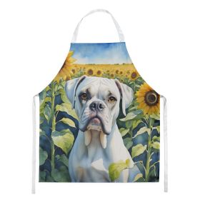 Boxer in Sunflowers Apron Cooking Kitchen Server Baking Crafts Gardening for Adult Women Men, Unisex, Large, Multicolor (Default: Default)