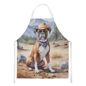 Boxer Cowboy Welcome Apron Cooking Kitchen Server Baking Crafts Gardening for Adult Women Men, Unisex, Large, Multicolor (Default: Default)