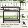 3-Shelf Outdoor Grill Table, Grill Cart Outdoor with Wheels, Pizza Oven Table and Food Prep Table, Blackstone Table with Propane Tank Hook