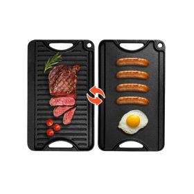 Rectangular BBQ Pan Cast Iron Reversible Grill Griddle (Type: 14x8.5 inch, Color: Black)
