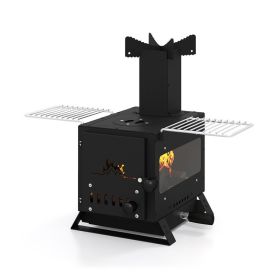 Portable Wood Burning Stove for Outdoor Camping Hiking Traveling (Type: Camping Supplies, Color: Black)