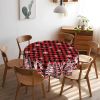 Christmas Round Tablecloth 60 inch Christmas Nativity Table Cloth Xmas Tree Table Cloths Decorations for Home Kitchen Dining Red Buffalo Plaid