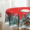 Christmas Round Tablecloth 60 inch Christmas Nativity Table Cloth Xmas Tree Table Cloths Decorations for Home Kitchen Dining Red Buffalo Plaid