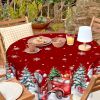 Christmas Round Tablecloth 60 inch Christmas Nativity Table Cloth Xmas Tree Table Cloths Decorations for Home Kitchen Dining Red Buffalo Plaid