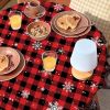 Christmas Round Tablecloth 60 inch Christmas Nativity Table Cloth Xmas Tree Table Cloths Decorations for Home Kitchen Dining Red Buffalo Plaid
