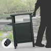 Grill Carts Outdoor with Storage and Wheels, Whole Metal Portable Table and Storage Cabinet for BBQ,Deck,Patio,Backyard(Dark Grey)