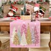 Christmas Table Runner 13x72 Inch, Xmas Trees Snowflakes Winter Holiday Decorative Farmhouse Table Decorations for Kitchen Dinning