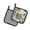 Beagle Luau Pair of Pot Holders Kitchen Heat Resistant Pot Holders Sets Oven Hot Pads for Cooking Baking BBQ, 7 1/2 x 7 1/2