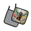 Labradoodle Spring Path Pair of Pot Holders Kitchen Heat Resistant Pot Holders Sets Oven Hot Pads for Cooking Baking BBQ, 7 1/2 x 7 1/2
