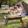 23" Lightweight Charcoal BBQ Grill, Collapsible Stainless Steel Design for Picnics & Beach Parties - Portable Outdoor Grill with Detachable Grate