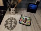 Labradoodle Spring Path Pair of Pot Holders Kitchen Heat Resistant Pot Holders Sets Oven Hot Pads for Cooking Baking BBQ, 7 1/2 x 7 1/2